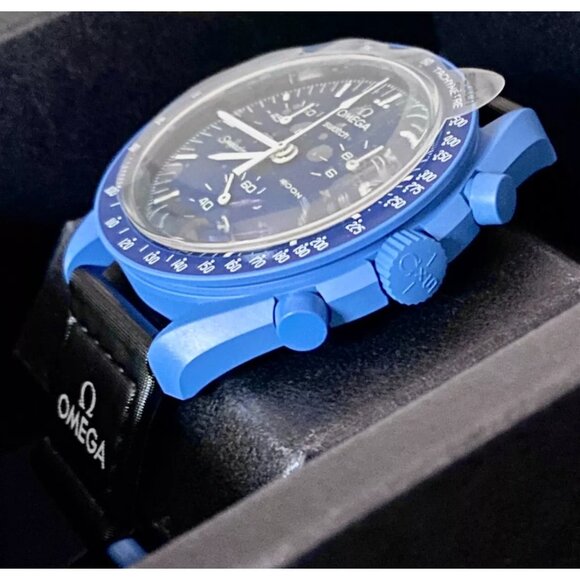 Authentic OMEGA X SWATCH Bioceramic MoonSwatch Mission to Neptune Blue Unisex - Picture 7 of 13